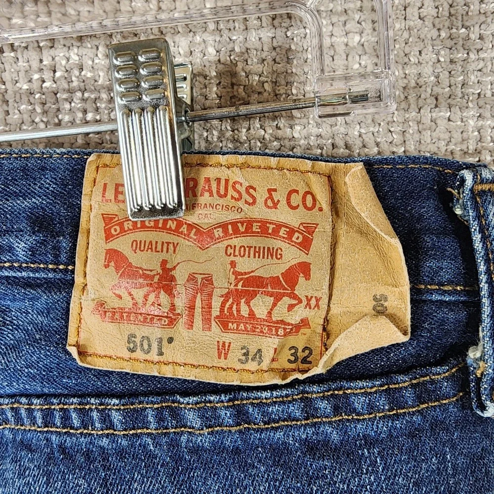 Levi's 501 Button‎ Fly Jeans Blue Denim Men's 34x32 (Actual 34x30) Mexico